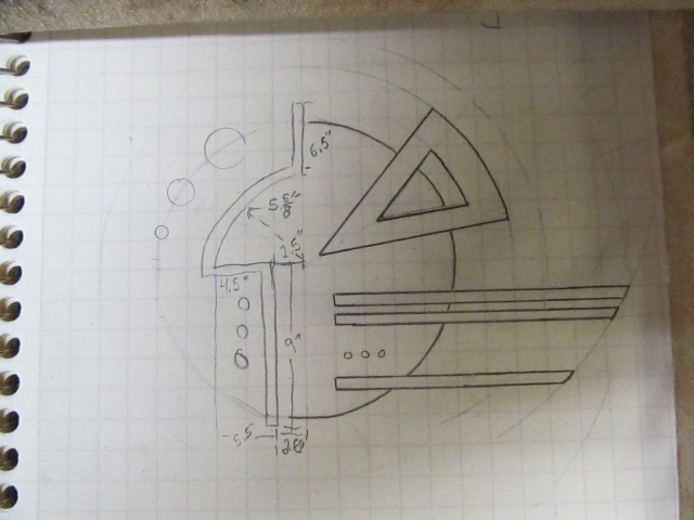 The preliminary sketch of the art deco wall-hanging.