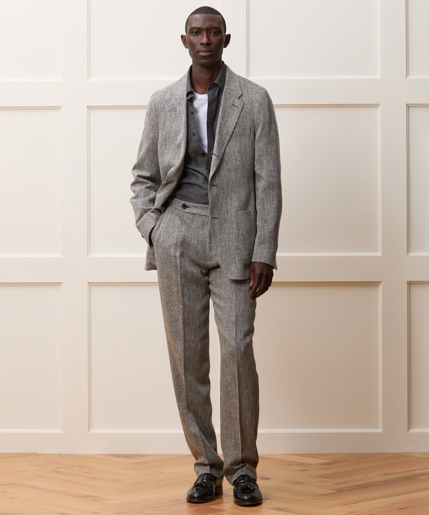 Italian Silk Linen Madison Suit in Grey