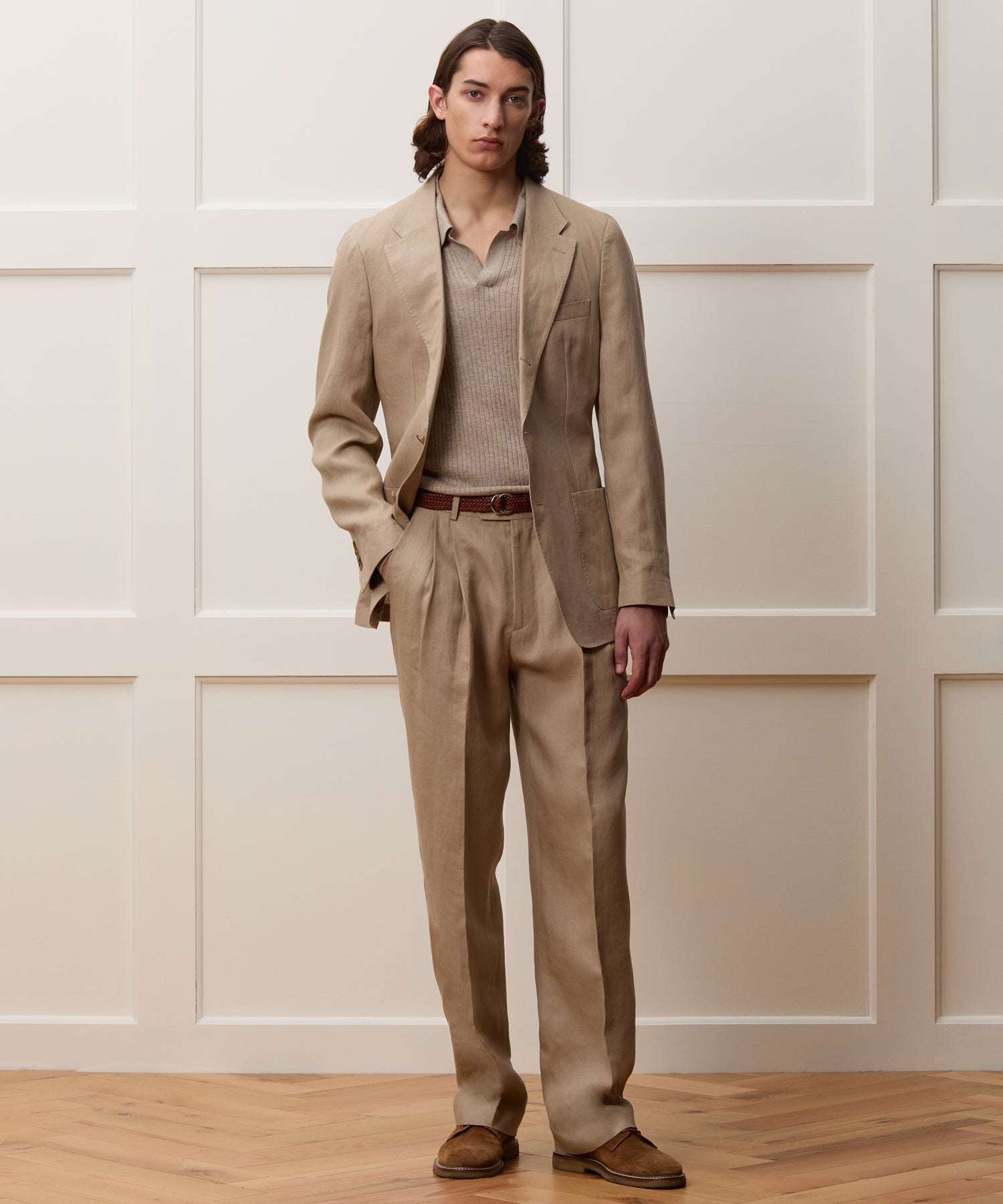 Italian Linen Wythe Suit in Beige