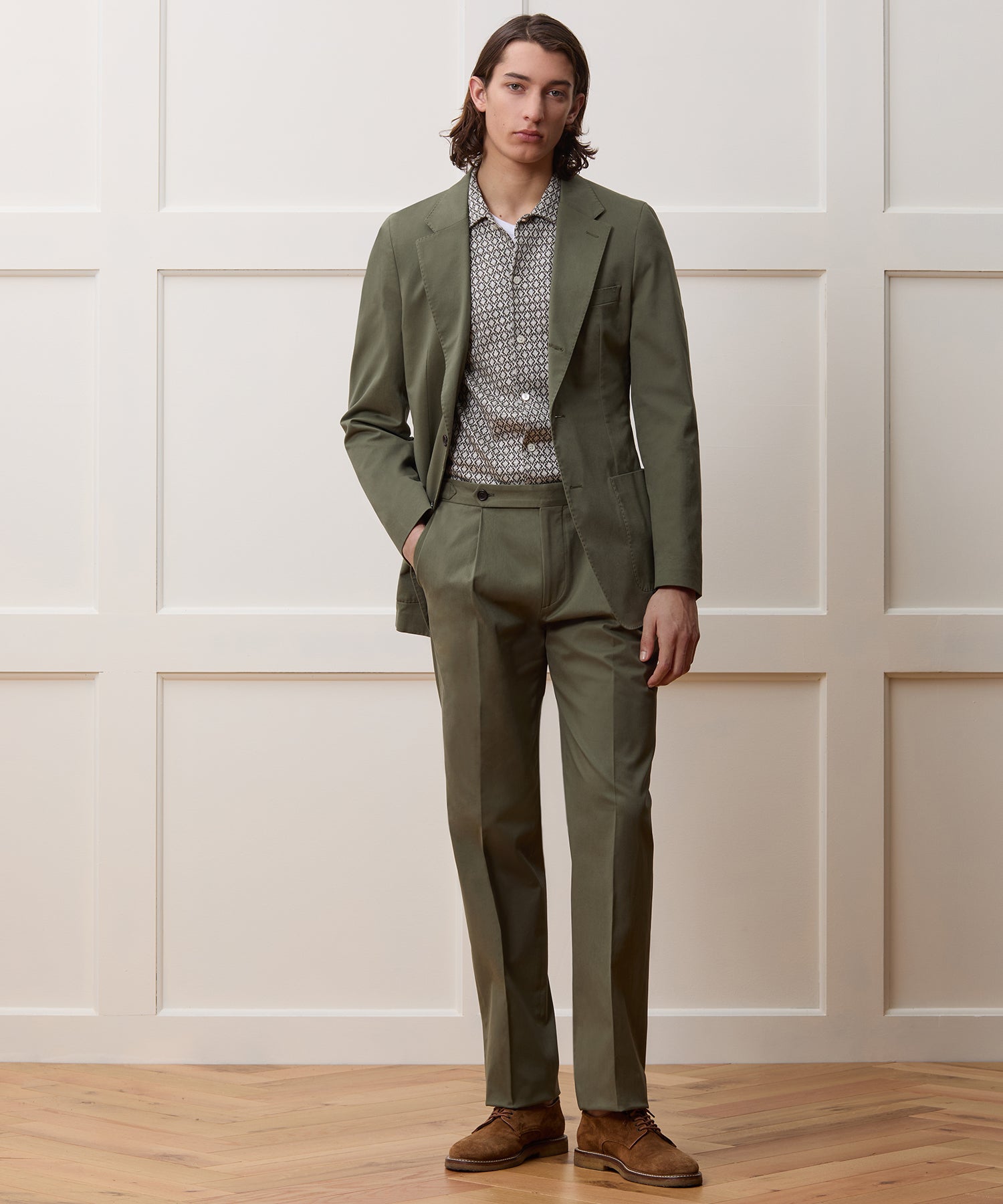 Italian Cotton Madison Suit in Olive