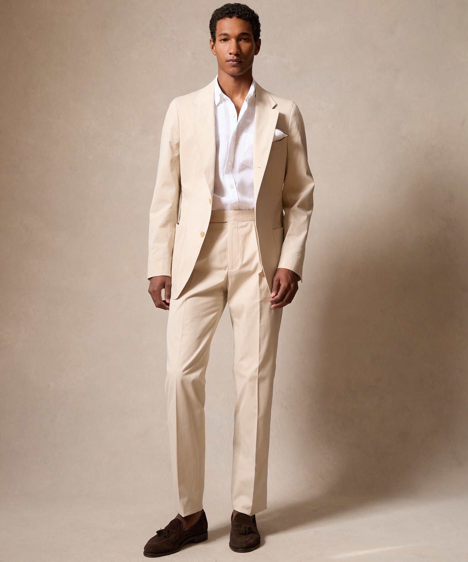 Italian Cotton Madison Suit in Stone