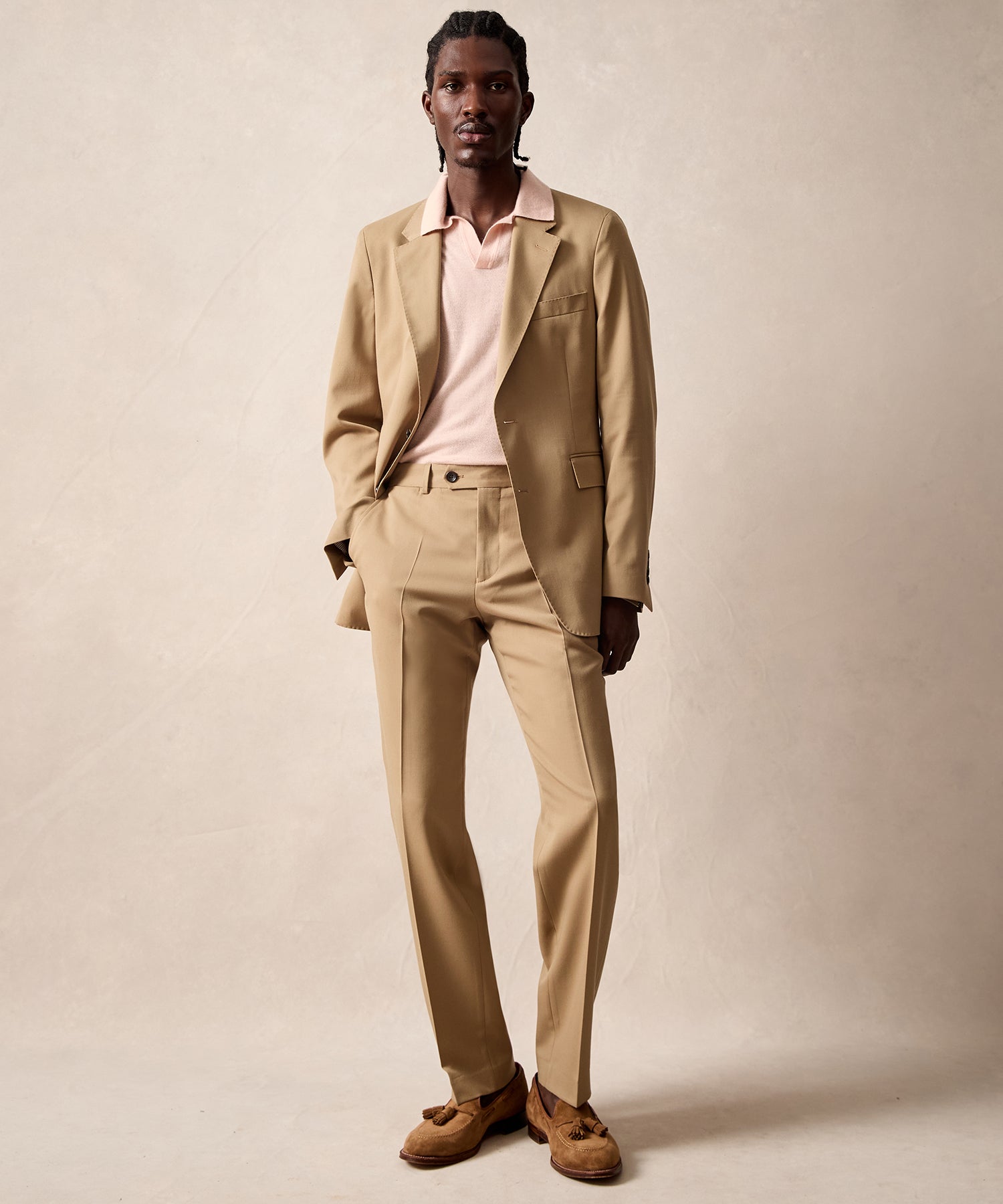 Italian Gabardine Sutton Suit in Khaki