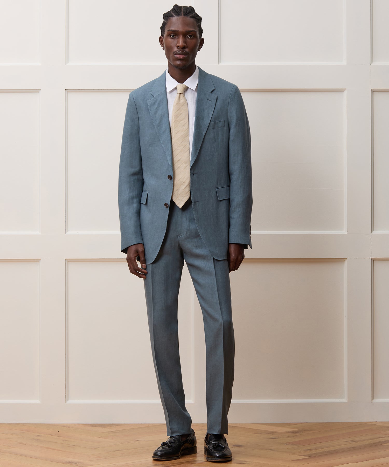 Italian Linen Sutton Suit in Antique Teal