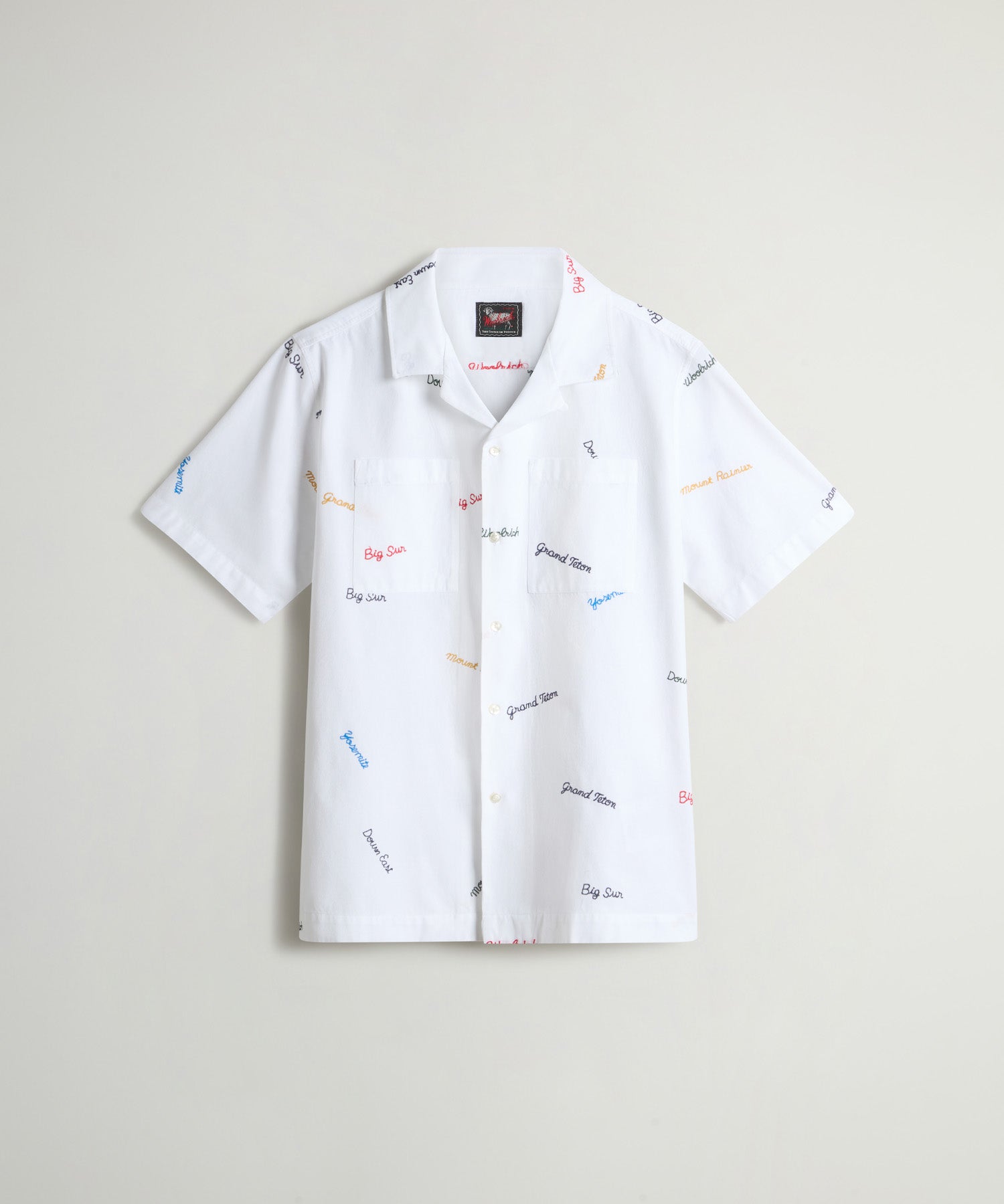 Todd Snyder x Woolrich Embroidered Camp Shirt in White