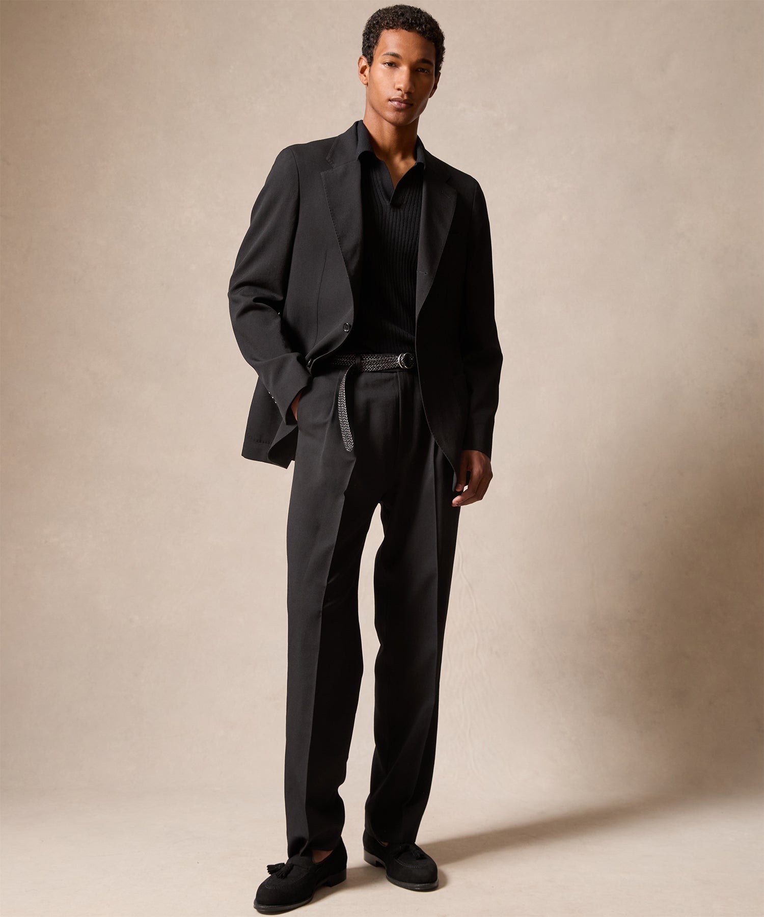 Italian Gabardine Wythe Suit in Black