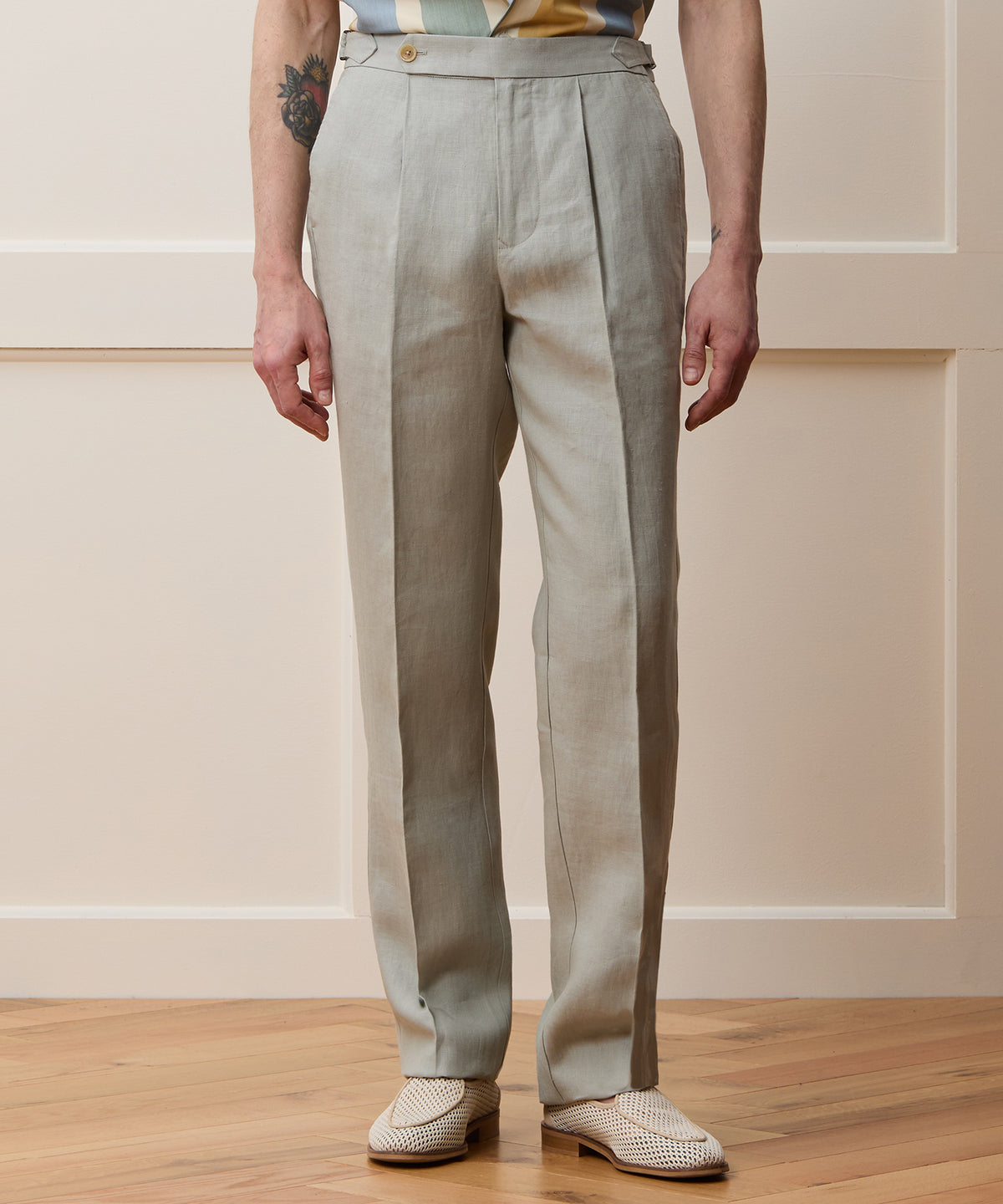 Irish Linen Side Tab Trouser