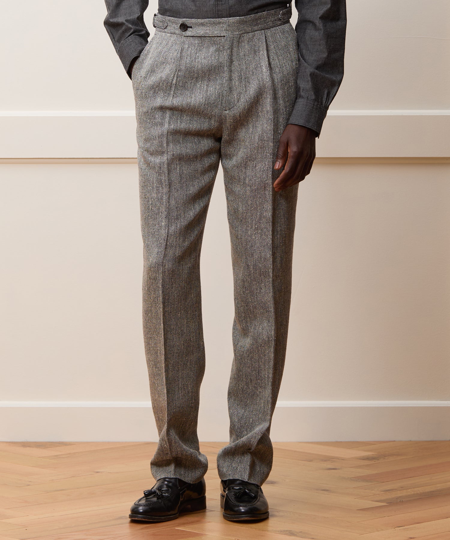 Italian Silk Linen Side Tab Trouser