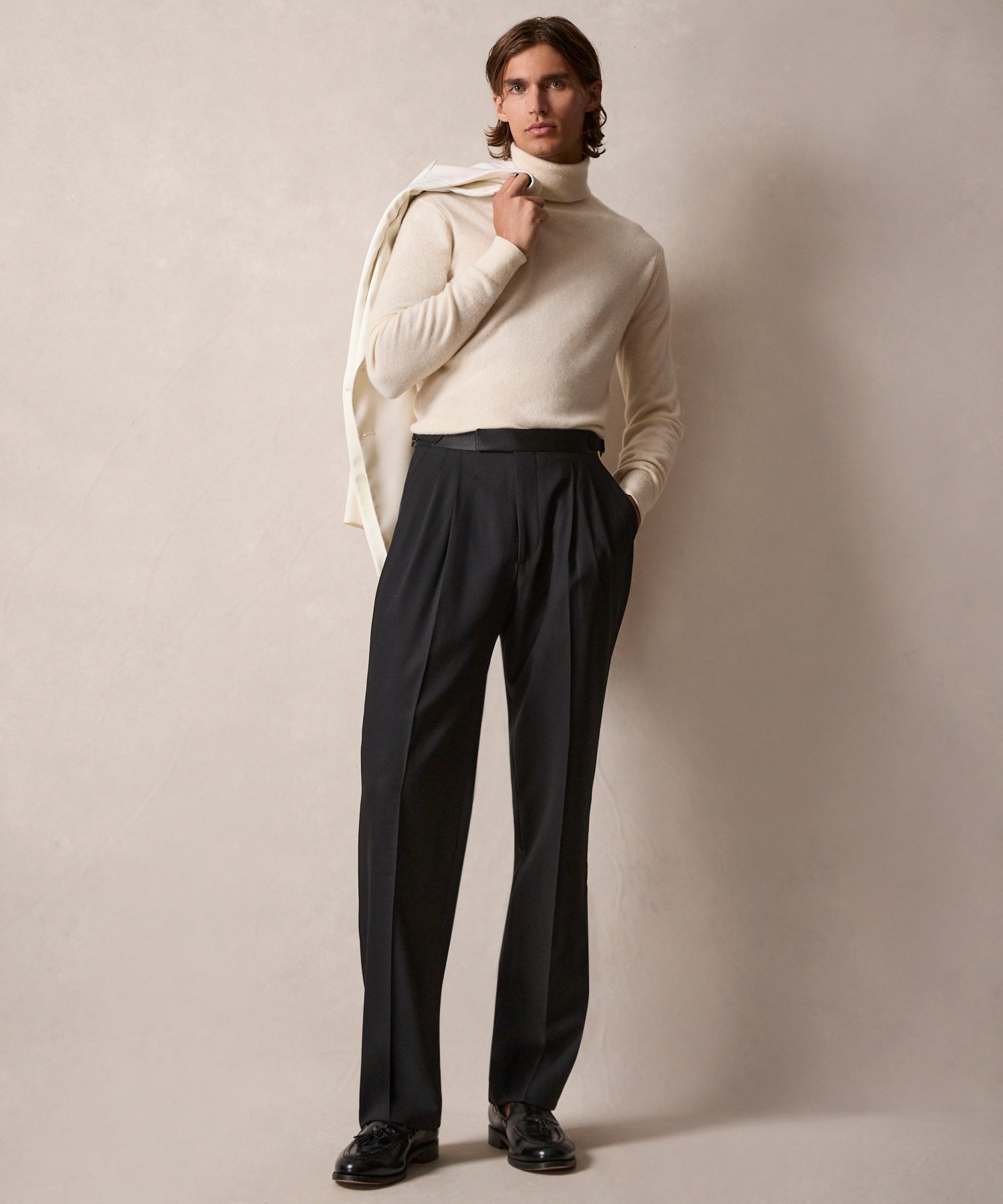 Italian Wool Relaxed Tuxedo Trouser