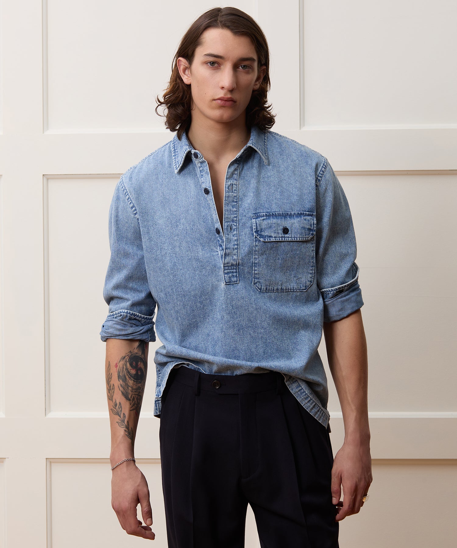 Classic Fit Denim Mariner Shirt