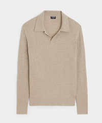 Silk-Cashmere Ribbed Sweater Polo