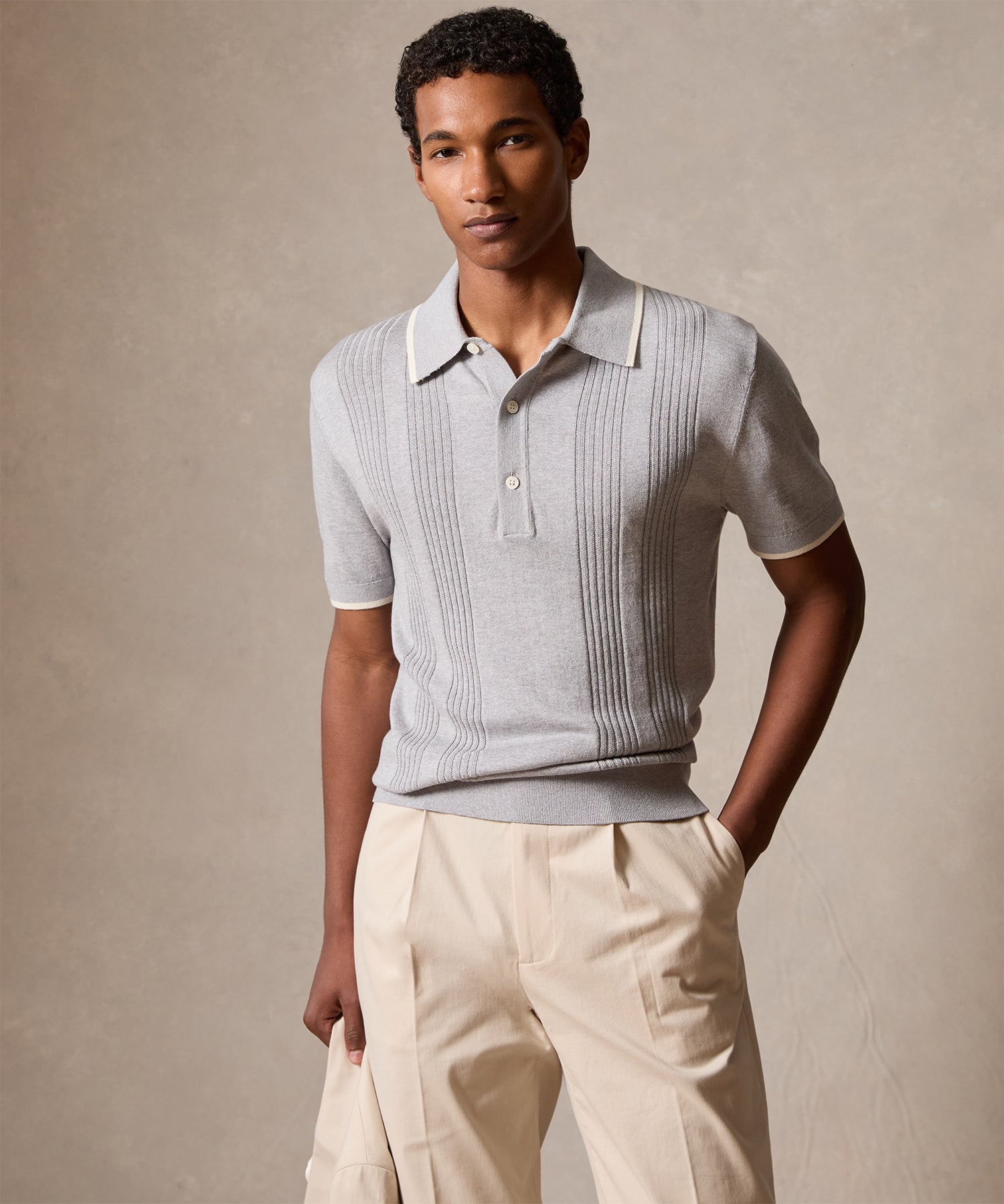 Silk-Cotton Tipped Sweater Polo